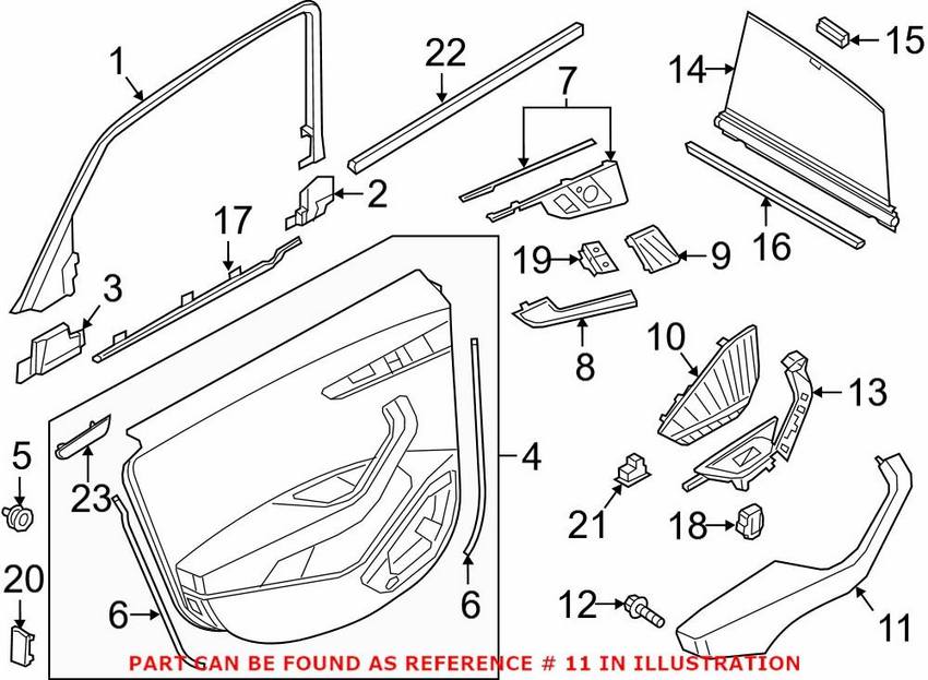 Audi Interior Door Pull Handle - Rear Passenger Side 8W086737424A